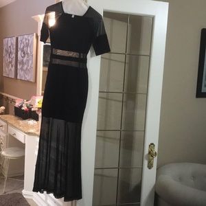 Sizes S,M&L black long dress with sheer